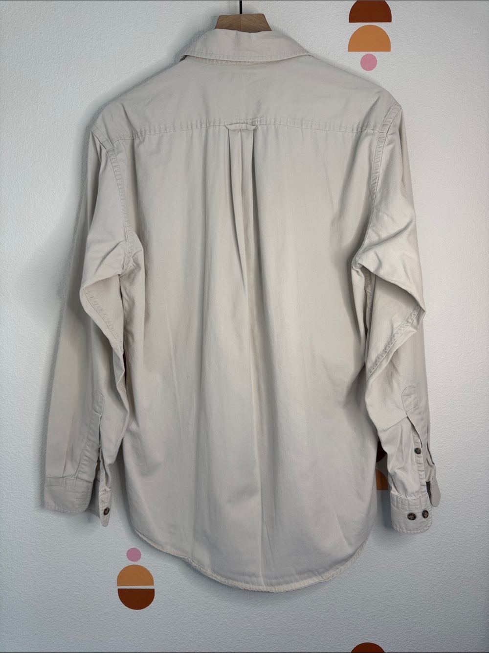 John Ashford Men’s Beige 100% Cotton Button Down Shirt Size Small Casual N0206 - Picture 5 of 6